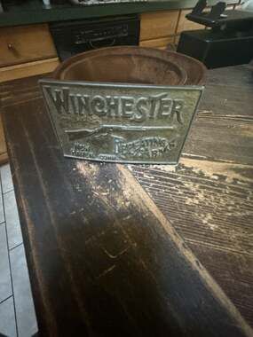 Vintage Winchester Repeating Arms New Haven Conn Metal Belt Buckle with Belt